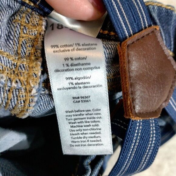 OshKosh B'Gosh Baby Boy 18-24 Month Dark Wash Denim Jeans Blue Suspenders - Picture 5 of 5